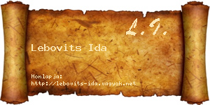 Lebovits Ida névjegykártya